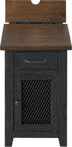 Martin Svensson Home Solid Wood Black and Brown Rustic Chairside End Table with Power and Storage