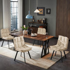 Susalt Swivel Dining Chairs Set of 4, Upholstered Dining Room Chairs, Leather Kitchen Chairs with Metal Feet, Double-Layer Foam Dinner Chair for Dining Room, and Kitchen, Off White and Black