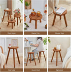 Small Round Side Table Adjustable Height Solid Wood Drink Table Indoor Tall Plant Stand Multi-Use Accent Stool-11‘’D × 20“H (Walnut)