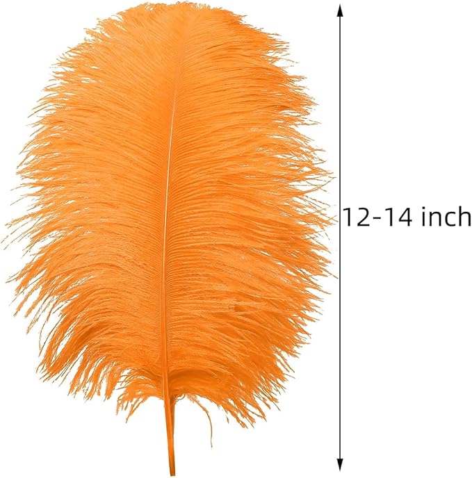 Ballinger Orange Large Ostrich Feathers - 24Pcs 12-14inch Big Feathers for Crafts,Wedding Party Centerpieces and Halloween Home Decor