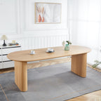 59"-90" Extendable Oval Dining Room Table for 6 to 10 Modern Farmhouse Expandable Kitchen Dining Table with Removable Leaf & Wood Strip Base Large Wood Dinner Tables for Living Room,Oak