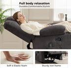 HAOMARKETS Classic Manual Recliners with Massage and Heat for Adults, Breathable Fabric Recliner Chair with 2 Cup Holders & Side Pockets, Overstuffed Heavy Duty Reclining Sofa for Living Room, Grey