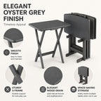 Ergode TV Tray Tables Set of 5 Folding X-Frame Oyster Gray