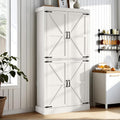 Gyfimoie 70" Tall Kitchen Pantry, Farmhouse Storage Cabinet with Barn Doors,Kitchen Hutch Pantry Cabinet with Adjustable Shelves,Organizer,Rustic Wood Cupboard for Dining Room, Bathroom (White)
