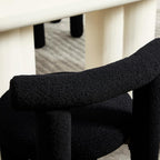 Black Sherpa Dining Chairs Set of 2, Armless Upholstered Boucle Kitchen Chairs with Backs Comfy Accent Side Chair for Living Room, Dining Room, Reception