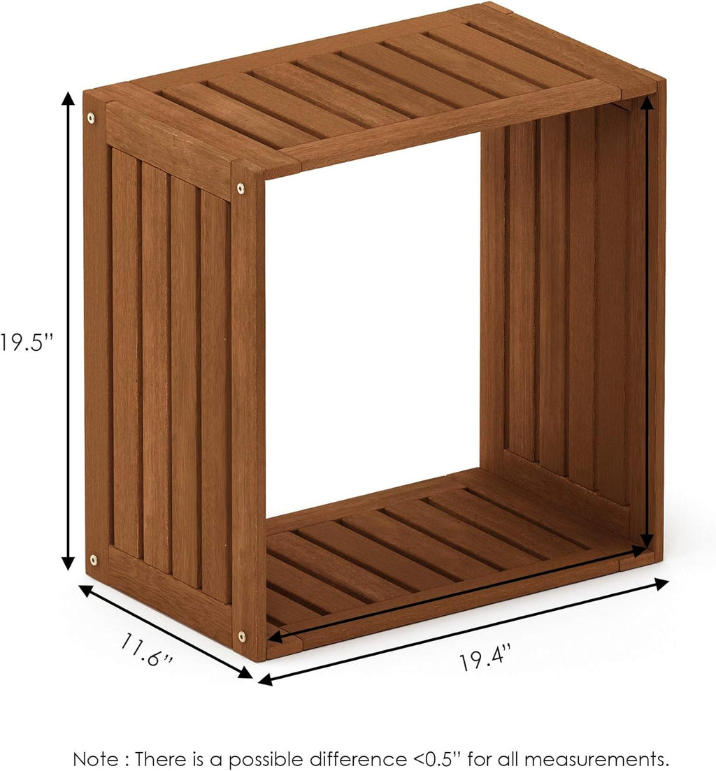 Furinno TIOMAN Outdoor Storage, Multipurpose Stacking Shelf in Teak Oil, for Patio, Garden, Porch, Natural