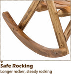 DJL Wooden Rocking Chair Log Outdoor Rocker Outside Patio Lawn Furniture Living Room Porch Comfy Beach Balcony, Heavy Duty, Lightly Toasted