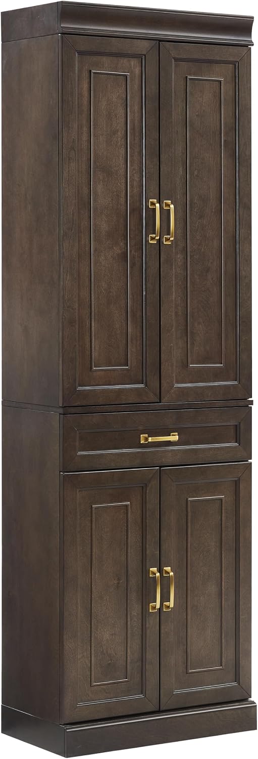 Crosley Furniture Stanton Pantry Storage Cabinet with Shelves, Kitchen, Dining, or Laundry Room, Coffee