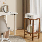 YUFAM Side Table End Table Tall Night Stand 2-Tier for Living Room Bedroom Bathroom Office Furniture Brown