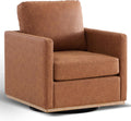Aoiy & Wifon 30.7" W Swivel Accent Chair, Mid Century Modern Swivel Chair for Living Room, Comfy Small Accent Chair, PU Leather, Brown
