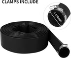 1-1/4" x 50 FT Pool Backwash Hose, Black Heavy Duty Reinforced PVC Lay Flat Water Discharge Hose