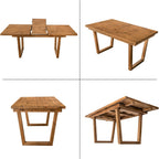55-71'' Extendable Dining Table for 4 6 8, Reclaimed Pine Wood Kitchen Table with U-Shaped Leg, Rectangular Dining Room Table for Kitchen, Home Office, Living Room, Space Saving, Brown