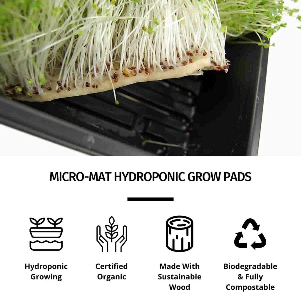 Micro-Mats Hydroponic Grow Pads - for Organic Production - 10 Pack - Plant & Seed Germination: Wheatgrass, Microgreens, More - for 20" x 10" Greenhouse Trays