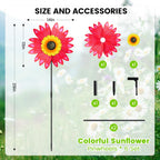 6PCS Sunflower Wind Spinners with Stakes 14" W x 29" H Wind Spinners Lawn Pinwheel Sunflower Windmill Outdoor Multicolor Pinwheels for Yard Decoration