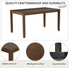 LUMISOL Farmhouse Dining Table Set for 6, Solid Wood Kitchen Table Set with 4 Upholstered Chairs and Bench for Kitchen, Dining Room, Dark Walnut