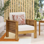 free-space Mi Apricot seat Cushion Courtyard Leisure Single Chair, Solid Wood Balcony Meeting Chair, 27.75-inch Wide Outdoor Solid Wood Leisure Chair