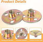 6 Sets Furniture Leg Mounting Plates 5/16 Furniture Leg Mounting Plates Three Hole Cylindrical Plate with 18 Screws Cylindrical Plate Nut T Nuts for Sofa Chair Cabinet Couch Strengthen Weak Feet