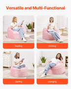 VEVOR Bean Bag Chair, 3 feet Round Bean Bag Chair with Removable and Washable Cover, 25D Memory Foam Filled with Soft and Smooth Dutch Velvet, Bean Bag for Bedroom or Playroom, Pink