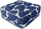 Outdoor Inflatable Footstool Ottomans Navy Leaves Square 23x9 Inch Patio Foot Stools and Ottomans Portable Footstool
