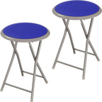 Lavish Home Folding Bar Stool - Set of 2 Heavy-Duty 18-Inch Stool - 225lb Capacity and Padded Seats for Dorm, Recreation or Game Room (Blue)