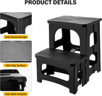 Folding 2-Step Stool for Adults, Non-Slip Collapsible Footstool for Office | Portable Bedside Step Stool, Hold up to 300 lbs, Lightweight & Foldable Step Ladder for Pool Office Home RV