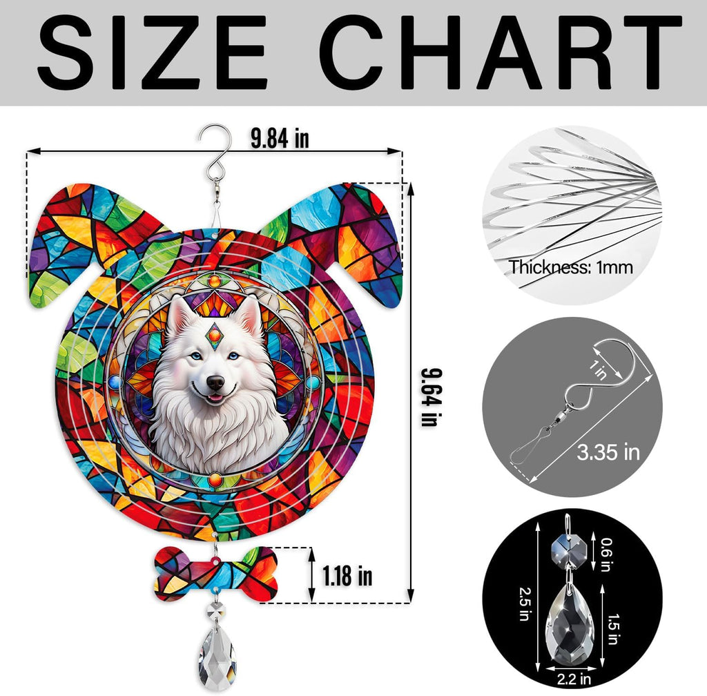 American Eskimo Dog Ears Wind Spinner, American Eskimo Wind Spinner Hanging for Yard and Garden (American Eskimo)