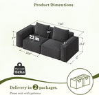 Welzona 75" Loveseat, Chenille Love Seat Sofa, Small Couch for Small Space | Minimalist Comfy Love Seat, Small Couches for Small Spaces, 2 Seater Modern Loveseat, 22" Deep Seat for Apartment, Grey Sofa