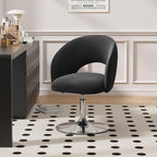 Furniliving Vanity Chair, Salon Chair Flexible Round-Back, 360° Accent Chair with Plated Frame Height Adjustable Swivel Chairs for Living Room, Bedroom, Lounge Pub Bar, Velvet, Black
