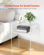 VEVOR Acrylic Side Table, 2-Tier Clear End Table with Storage Shelf, Modern Transparent Bedside Nightstand Lucite Desk for Bedroom, Living Room, Home Decor, 11.8" D x 15.7" W x 19.7" H