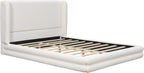 Queen Size Boucle Bed Frame, Upholstered Cloud Beds Frames with Headboard, Soft Platform Bed Frame with Thickened Footboard,12 Wooden Legs Support, No Box Spring Required (42" White, Queen)