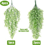 RECUTMS Artificial Hanging Ferns 2.5ft Artificial Ivy Vine Greenery with 30 LED Large Faux Wall Plants Artificial Plants Outdoor for Farmhouse Room Corridor Window Decor 4 PCS (White)