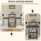 3-Piece Bar Table Set with 2 Bar Stools, Built-in Wine Rack and 3-Tier Storage Shelf, Industrial Metal Frame, Space-Saving Ideal for Small Kitchens, Apartments, and Breakfast Nooks