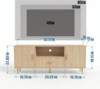 DIYART Luxury Fluted TV Stand, Entertainment Center for TVs Up to 65", Modern Media Console with Drawer and Cabinets, TV Console for Living Room Bedroom, Oak