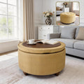 modscape 30" Velvet Round Storage Ottoman Coffee Table with Lift-Off Lid | Modern upholstered ottoman works as coffee table, footrest and extra seat. Large hidden storage for living room, bedroom.