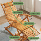 Bamboo Rocking Chair with headrest and footrest, Foldable and Requires no Assembly, Suitable for Living Rooms, Balconies, Gardens, and Outdoors Primary Color