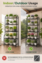 Yutrchey 5-Tier Metal Plant Stand - Heavy Duty Indoor Outdoor Flower Shelf for Multiple Pots, 65" Tall Vertical Holder with Adjustable Leveling Feet & Wall-Fixing Kits, Black