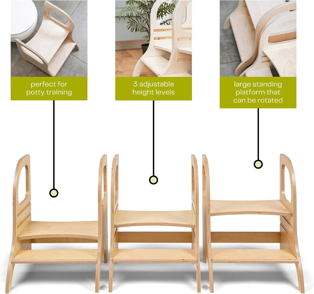 Ette Tete MIIMO • Adjustable Height Toodler Step Stool • Potty Training Toilet Stool (Mocha)