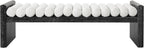Virubi 62.8" Modern Chenille Upholstered End Bed Bench with Rolled Cushions, Rubberwood Frame Ottoman Bench, Oversized Entryway Shoe Bench for Bedroom Living Room Dining (Black, 62.8")