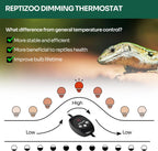 REPTI ZOO Reptile Light Fixture Dimming Thermostat Combo Pack, 5.5 Inch Deep Dome Lamp Fixture Max 100W, PID Reptile Thermostat Temperature Controller for Reptile Heat Lamp Bulb
