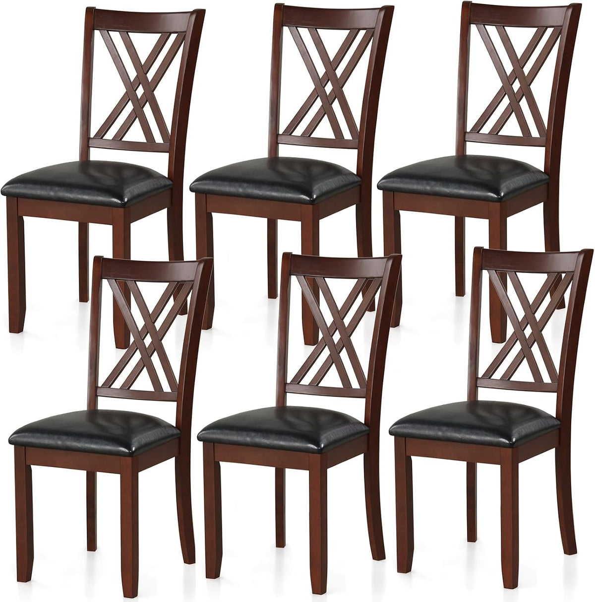 NAFORT Wooden Dining Chairs Set of 6, High Back Kitchen Chairs, Vintage Dining Room Chairs with Solid Rubber Wood Legs, Max Load 360 Lbs, Perfect for Kitchen, Dining Room, Cafe, Restaurant