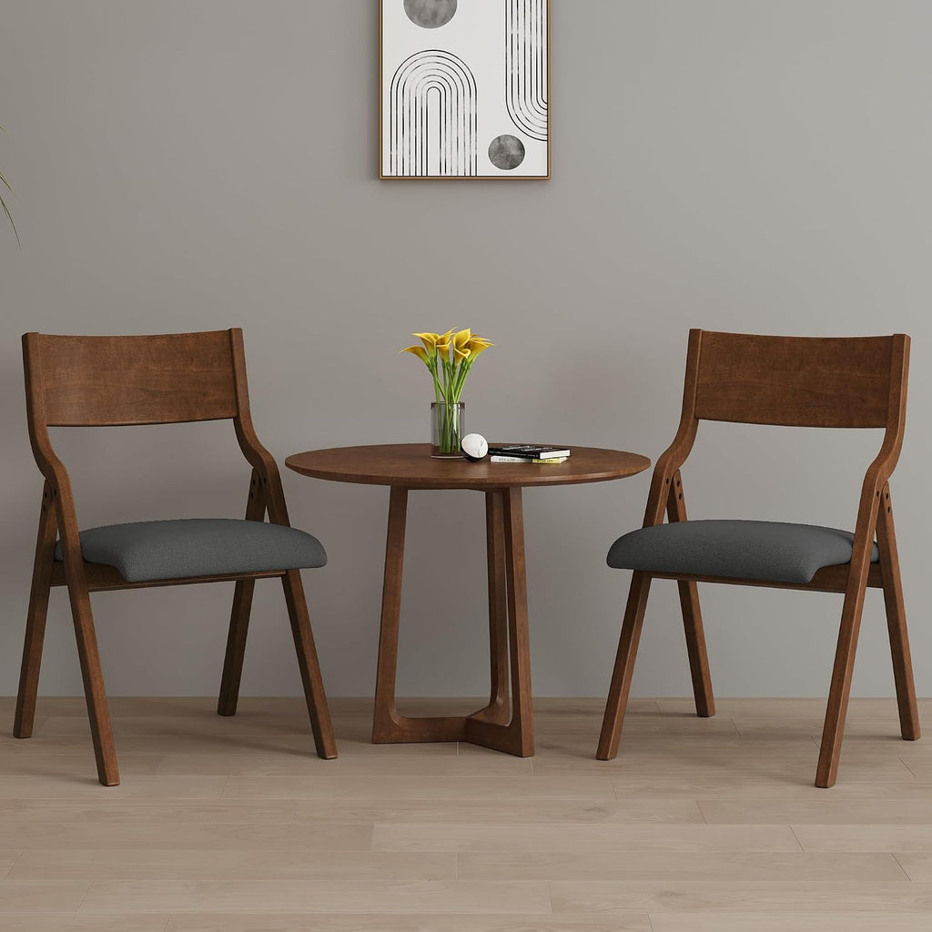 Folding Upholstered Dining Chairs 2-Piece Set,Ready to go | Upholstered with padded Seat, Solid Wood legs, Modern Side Chair, No Assembly Required,Foldable & Space-Saving
