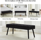 LOULENS 44'' Velvet Entryway Bench, Modern Upholstered Buttons Tufted End of Bed Bench with Solid Wood Legs, Comfortable Bed Ottoman for Bedroom, Living Room, Entryway, Hallway, Black