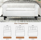 ECOTOUGE 55" Storage Ottoman Bench for Living Room, End of Bed Bench with Rolled Arm Leather Ottoman with Storage Upholstered Entryway Bench Retro Style Footboard Bench for Bedroom, Cream White