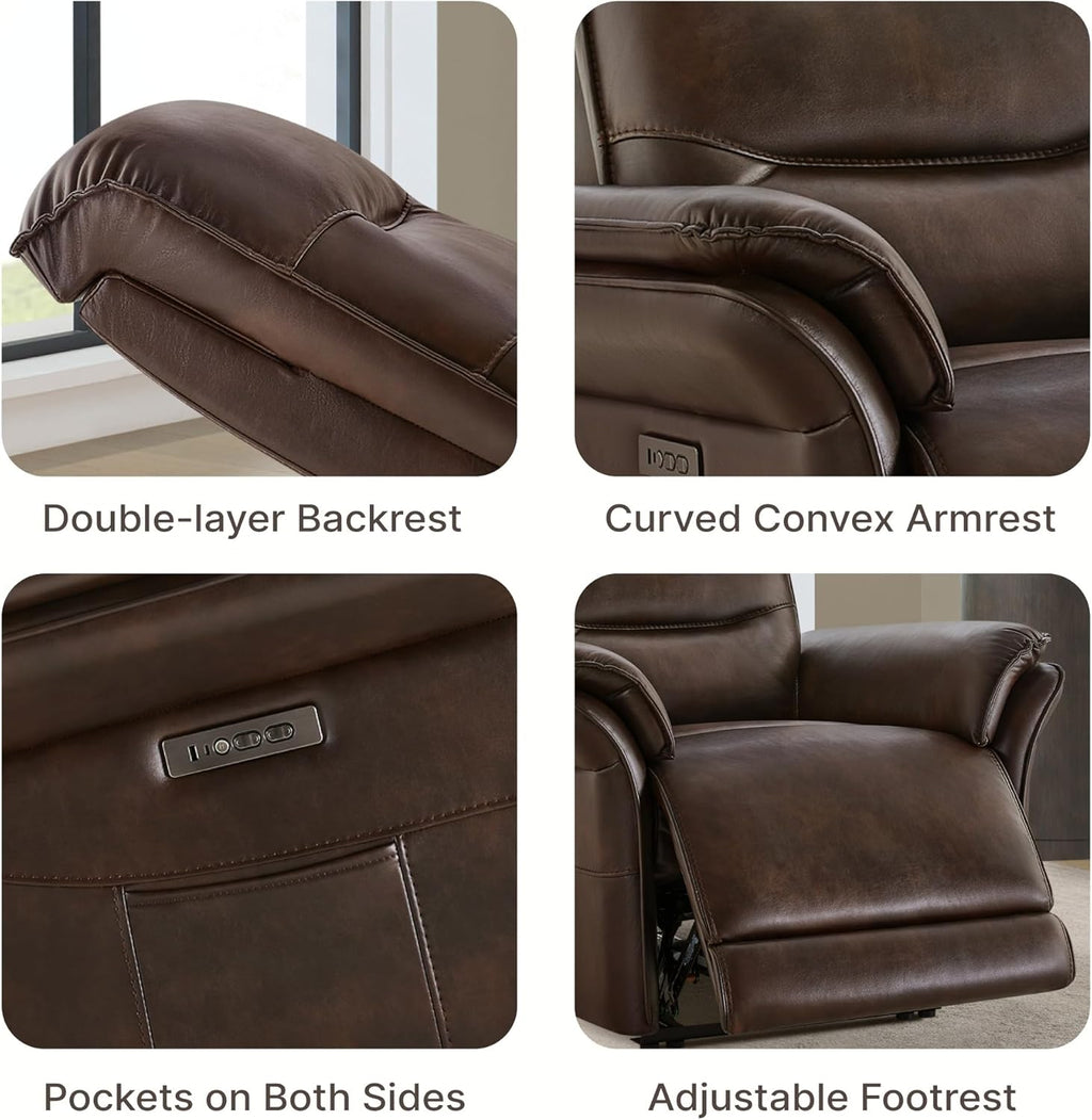 KISLOT Dual Motor Power Recliner Chair,Zero Gravity USB & Type-C, Espresso