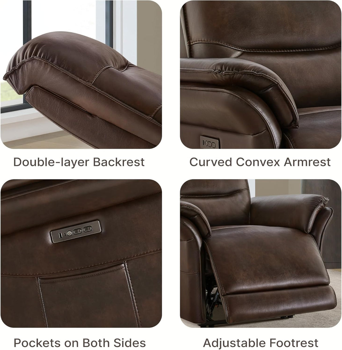 KISLOT Dual Motor Power Recliner Chair,Zero Gravity USB & Type-C, Espresso