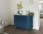 LKTART 47'' Buffet Sideboard Cabinet with Storage,Modern Curved Accent Accent Storage Cabinet Solid Wood Veneer for Living Room Kitchen Hallway(Blue)