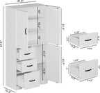 IRONCK Pantry Cabinet, Kitchen Storage Cabinet with 3 Door & Drawer, White | Adjustable Shelf. 67.5inch Tall. 5 Tier Freestanding. 150 lbs Per Shelf. Modern Style. FSC-certified Wood. Anti-tip.
