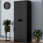 Housoul 71" Tall Freestanding Kitchen Pantry Cabinet, 4 Doors Freestanding Cupboard with Adjustable Shelves, Kitchen Hutch Cabinet for Kitchen, Dining Room, Black