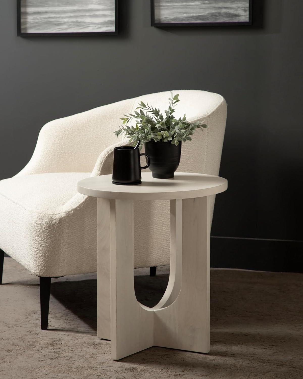 Kate and Laurel Sureda Modern Wooden Oval Side Table; 20 x 16 x 22; Bleached Wood; Transitional Wood End Table for Use as Bedroom Nightstand or Living Room Plant Stand Table