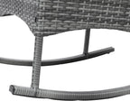 Outsunny 3 Piece Patio Rocking Chair Set, 2 PE Wicker Rocking Chairs, Cushioned, 1 Two-Tier Wood Slat Coffee Table, Rattan Front Porch Furniture, Gray